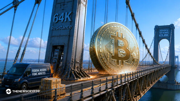 <strong>Bitcoin price is holding near $63.2K.</strong>
<strong>BTC is testing the $64K resistance.</strong>
The largest asset, Bitcoin (BTC), is knocking on the door of the $64K resistance level again, but it’s stuck in a waiting game. Because the price is sitting right below its 50-day <a href="https://x.com/DaanCrypto/status/2074398619751284841?s=20">moving average</a>, $65.8K, the market is essentially moving sideways.
The real trigger is tomorrow’s FOMC minutes. Traders are glued to this economic update, as any hints on interest rates could easily make waves in the market and break <a href="https://thenewscrypto.com/bitcoin-btc-eyes-a-potential-bottom-will-42k-44k-mark-the-end-of-bearish-pain/">Bitcoin</a> out of this tight box.
If buyers can push through and close a daily candle above $64K, it proves they have the strength to fight back toward that $65.8K line. On the flip side, if the news turns sour and sellers take control, the $60.7K level is the line in the sand. Losing that support could trigger a wider market sell-off, while holding it keeps the current recovery alive.
Significantly, BTC is currently <a href="https://coinmarketcap.com/currencies/bitcoin/">trading</a> at the $63,200 mark. With the brief bullish sentiment, the key resistance would be at around $63,361. A stronger push above $63.5K might invite the potent bulls to take charge, breaking it to higher targets. On the other hand, Bitcoin’s fall could aim for the support at $63,122. More downside wakes the potent bears to trigger the <a href="https://thenewscrypto.com/bitcoin-btc-caught-in-a-tight-range-will-58k-support-or-61k-resistance-give-way-first/">price</a> retrace below $62.9K. If this range holds, further losses can be avoided.
What is Bitcoin’s Technical Setup Conveying?
The four-hour trading chart of Bitcoin shows that the Moving Average Convergence Divergence line and the signal line are above the zero line. It is in a long-term bullish trend. However, because the MACD line has crossed below the signal line, indicating that the short-term uptrend is slowing down.
The market is currently experiencing a temporary pullback or consolidation. Traders often view this as a potential time to lock in profits or wait for a stabilization before buying back in.
<em>(Source: <a href="https://in.tradingview.com/chart/AHwivr5C/?symbol=BINANCE%3ABTCUSDT">TradingView</a>)</em>
Furthermore, the daily Relative Strength Index (RSI) is resting at 54.89, placing BTC in a neutral-to-slightly bullish territory. It is sitting comfortably away from being overbought or oversold. As it is above the 50 mark, the buyers are currently having an edge, but neither the bulls nor the bears are in full control.
Also, the market is either consolidating, moving sideways, or quietly catching its breath before making its next major move.
<strong>Crypto Market Highlights</strong>
<a href="https://thenewscrypto.com/mubarak-defies-the-norm-116-volume-surge-sparks-a-major-shift-on-the-charts/">MUBARAK Defies the Norm: 116% Volume Surge Sparks a Major Shift on the Charts</a>