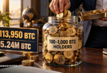 Bitcoin Whales Keep Accumulating as Price Slips: 100–1,000 BTC Wallets Add 113,950 BTC