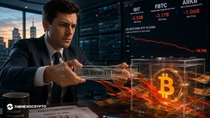 <p></p>
<ul class="wp-block-list">
<li><strong>The outflow on Friday added to the $1.55 billion that has been drained from the ETFs since May 14.</strong></li>
<li><strong>The majority of the $2.7 billion in net inflows to the US Bitcoin ETF market this year have originated from IBIT.</strong></li>
</ul>
<p>The US spot Bitcoin exchange-traded fund market is about to see net outflows for the year after six days of withdrawals that began on Friday. After Friday’s market loss of $105.2 million—$68.9 million for <a href="https://thenewscrypto.com/blackrock-expands-tokenized-finance-push-with-new-treasury-fund-filings/" data-wpel-link="internal">BlackRock’s</a> iShares Bitcoin Trust (IBIT) and $36.3 million for Fidelity Wise Origin Bitcoin Fund (FBTC)—net inflows into Bitcoin ETFs for 2026 have decreased to $536 million.</p>
<figure class="wp-block-image size-large"></figure>
<h3 class="wp-block-heading" id="h-withdrawal-streak-shrinks-2026-inflows">Withdrawal Streak Shrinks 2026 Inflows</h3>
<p>The outflow on Friday added to the $1.55 billion that has been drained from the ETFs since May 14, when the last net inflow was reported, even though no other Bitcoin ETF based in the US saw a change in flows.</p>
<p>It is possible to gauge the level of institutional interest in <a href="https://thenewscrypto.com/bitcoin-holds-above-77k-mark-amid-market-uncertainty/" data-wpel-link="internal">Bitcoin</a> and the flow of new money into the cryptocurrency market by looking at the net inflows into US spot Bitcoin ETFs. The first quarter saw a 70% reduction in Bitcoin ETF holdings at institutional market maker Jane Street and a 10% reduction at investment bank Goldman Sachs.</p>
<p>The majority of the $2.7 billion in net inflows to the US Bitcoin ETF market this year have originated from IBIT, however the industry as a whole is still seeing net inflows for 2026.</p>
<p>While most of its rivals have seen a decline in 2026, its inflows this year are not expected to surpass the $25 billion it received in 2025. So far in 2026, there have been net outflows from US-based spot Ether ETFs, and new altcoin ETFs have failed to meet the same level of demand as their predecessors.</p>
<p>The Morgan Stanley Bitcoin Trust ETF (MSBT) is one encouraging trend; it debuted on April 8 and has received $264 million in net inflows so far.</p>
<p><strong>Highlighted Crypto News Today:</strong></p>
<p><a href="https://thenewscrypto.com/vitalik-buterin-defends-long-term-vision-amid-token-price-concerns/" data-wpel-link="internal">VItalik Buterin Defends Long-Term Vision Amid Token Price Concerns</a></p>
<br>