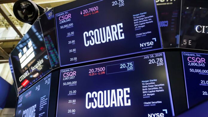 Not every company can instill enough confidence in <a href="https://www.thestreet.com/dictionary/w/wall-street">Wall Street</a>'s biggest analysts for them to predict near-100% gains in the stock.<strong>Csquare</strong> (CSQR) just did that in less than a month of going public.The data center operator listed on the <a href="https://www.thestreet.com/dictionary/n/new-york-stock-exchange-nyse">New York Stock Exchange</a> on <strong>Thursday, July 16, 2026</strong>, and a wave of big banks started covering the stock that same day.One of them stood out from the rest with a single call that turned a quiet post-IPO stock into one of the most debated names in the data center market. Why Bank of America thinks Csquare stock can climb to $46<strong>Bank of America Securities</strong> started coverage of Csquare on <strong>August 10, 2026</strong>, with a <strong>Buy rating</strong> and a <strong>$46 price target</strong>.At <strong>roughly $21.52,</strong> the stock's price at the time, that target implied <strong>about a 114% increase</strong>, according to <a href="https://www.cnbc.com/2026/08/10/bank-of-america-says-csquare-can-double-heres-what-other-brokers-say.html">CNBC</a>.Analyst <a href="https://www.tipranks.com/experts/analysts/michael-funk">Michael Funk</a> set the target using a projected 2027 EV/EBITDA multiple of <strong>22x</strong>. That measure compares a company's total value to its core earnings. A higher multiple means investors are paying more for each dollar of those earnings.Funk says the stock underprices Csquare's growth. He also says the company is well placed to serve a market where supply can't keep up with demand.The three reasons behind the bullish Csquare callFunk built the case on three points, according to <a href="https://www.investing.com/news/analyst-ratings/bofa-initiates-csquare-stock-with-buy-on-data-center-growth-93CH-4848581">Investing.com</a>.First, <strong>data center supply</strong> cannot keep up with demand from <a href="https://www.thestreet.com/tag/artificial-intelligence">AI</a> and cloud workloads.Second, Csquare can add <strong>capacity</strong> faster and at lower development cost than many rivals, which helps it capture that demand.Third, the <strong>valuation multiple</strong> should rise as growth speeds up.Csquare also has a large backer. Investment firm <strong>Brookfield</strong> controls the company and holds <strong>about 67%</strong> of the voting power after the <a href="https://www.thestreet.com/dictionary/i/initial-public-offering-ipo">IPO</a>, according to the <a href="https://www.iposcoop.com/the-ipo-buzz-csquare-csqr-prices-ipo-at-21-2-below-range/">IPOScoop</a>.That backing supports plans to expand and modernize existing sites rather than build everything from scratch.
Csquare runs enterprise colocation data centers across North American and UK markets that host cloud and AI workloads.<a href="https://www.gettyimages.com/detail/2285754647">Bloomberg / Getty Images</a>
What Csquare does and how its business is growingCsquare runs <strong>enterprise colocation data centers</strong>, which are facilities where businesses rent space, power, and cooling to house their own servers.The company operated <strong>62 sites across 21 metro areas</strong> with about <strong>385 megawatts</strong> of sellable capacity as of <strong>June 30, 2026</strong>, according to its <a href="https://www.sec.gov/Archives/edgar/data/0002105398/000210539826000004/csqr-20260630.htm">SEC</a> filing.<strong>More AI Coverage:</strong><a href="https://www.thestreet.com/investing/stocks/jim-cramer-names-six-stocks-nvidia-coreweave-nebius-ai-data-center-trade"><strong>Jim Cramer reveals 6 AI stocks to watch in 2026</strong></a><a href="https://www.thestreet.com/investing/openai-enterprise-revenue-passes-consumer-friar-ipo"><strong>OpenAI investors must consider latest CFO comments</strong></a><a href="https://www.thestreet.com/technology/kevin-oleary-stratos-utah-data-center-backlash"><strong>Kevin O’Leary’s colossal Utah data center hits a wall</strong></a>Csquare's second-quarter results, released <strong>August 6, 2026</strong>, showed steady demand.Revenue <strong>rose 14.5%</strong> from a year earlier to <strong>$280.4 million</strong>, and colocation revenue <strong>climbed</strong><strong>17.5% to $210.6 million</strong>, according to a company <a href="https://www.prnewswire.com/news-releases/csquare-reports-record-second-quarter-2026-results-302845374.html">press release</a>.Bookings hit a <strong>record $64.7 million</strong>, the 13th straight quarter of record bookings.Adjusted EBITDA, a measure of core operating profit, <strong>grew 21% to $120.3 million</strong>, with the margin widening to <strong>46.2%</strong>.The loss behind the record quarterThe same quarter carried a large loss that investors should understand before reading too much into the growth.Csquare posted a <strong>net loss of $48.8 million</strong> in the second quarter, more than the $13.9 million loss a year earlier.Most of that came from <strong>interest on debt</strong> the company carried before the IPO, plus <strong>one-time listing costs</strong>.<strong><a href="https://www.thestreet.com/investing/stocks/spacex-stock-warning-peter-schiff">Related: Peter Schiff says SpaceX is a warning for hyped stocks</a></strong>To address the debt, Csquare used IPO proceeds to repay borrowings and expects to cut annual interest expense by about $63 million.Even so, the company still reported <strong>long-term debt of $4.89 billion</strong> as of June 30, 2026, according to its quarterly <a href="https://www.sec.gov/Archives/edgar/data/0002105398/000210539826000004/csqr-20260630.htm">SEC</a> filing. That debt load is the main reason several analysts stayed cautious.Why the rest of Wall Street sees far less upsideBank of America's $46 target sits well above every other bank that started coverage on the same day.Here is how the initiations compared, according to <a href="https://www.cnbc.com/2026/08/10/bank-of-america-says-csquare-can-double-heres-what-other-brokers-say.html">CNBC</a>:August 10 analyst initiations on Csquare stock<strong>Bank of America</strong>: Buy, $46<strong>Jefferies</strong>: Buy, $29<strong>Scotiabank</strong>: Sector outperform, $30<strong>Bernstein</strong>: Outperform, $27<strong>Morgan Stanley</strong>: Overweight, $26<strong>Wells Fargo</strong>: Overweight, $25<strong>JPMorgan</strong>: Neutral, $24The average target across the group sits near <strong>$26.56</strong>, which points to <strong>about a 16% increase</strong> rather than a double, according to <a href="https://www.tipranks.com/news/2-stocks-bank-of-america-says-are-worth-buying-as-the-market-defies-the-bears">TipRanks</a>.For context, Bank of America's BofA Securities division was a participating underwriter of Csquare's initial public offering. The lead underwriters were Morgan Stanley, <a href="https://www.thestreet.com/quote/TD">TD</a> Securities, and Wells Fargo Securities.The risks investors should weigh before buyingA single high target does not settle the debate, and Csquare carries clear risks.InvestingPro's valuation model flagged the stock as <strong>overvalued</strong> against its estimated fair value, even with the bullish coverage, according to <a href="https://www.investing.com/news/analyst-ratings/bofa-initiates-csquare-stock-with-buy-on-data-center-growth-93CH-4848581">Investing.com</a>.Wells Fargo pointed to <strong>leverage</strong> as a primary risk, since heavy debt raises the cost of expansion and leaves less room for error.There is also a <strong>policy risk</strong>. New York recently paused approvals for large new data centers while it studies grid and utility-bill effects, a reminder that expansion plans can stall.Investors weighing the stock can watch three things:whether bookings keep setting records,whether debt and interest expense keep falling,and whether Csquare converts its expansion pipeline into paying capacity.What the $46 target really tells investorsThe Bank of America call is a useful example of how one target can sit far outside the consensus.Funk's $46 rests on Csquare hitting strong 2027 earnings and the market paying a higher multiple for them. Both need to happen for the target to hold.The more cautious banks accept the growth but want proof that the company can lower its debt while it expands.For readers, the practical takeaway is simple. A doubling forecast is a projection, not a promise. Watch whether Csquare hits the earnings and multiple assumptions behind that $46 target each quarter.<strong><a href="https://www.thestreet.com/investing/stocks/spacex-stock-ai-valuation-morgan-stanley">Related: Morgan Stanley says SpaceX investors miss the bigger story</a></strong>